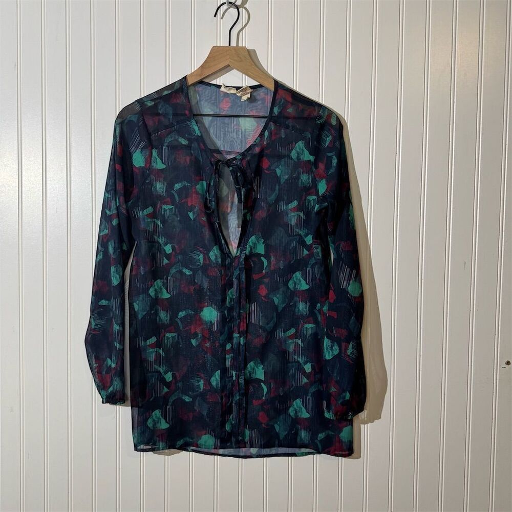 VTG‎ Y2K Mudd Sheer Chiffon Blouse Top Boho Indie Festival Fairy Grunge Retro M